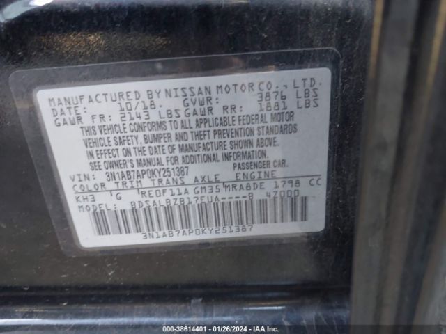 Photo 8 VIN: 3N1AB7AP0KY251387 - NISSAN SENTRA 