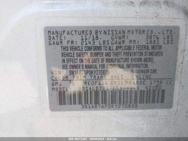 Photo 8 VIN: 3N1AB7AP0KY270828 - NISSAN SENTRA 