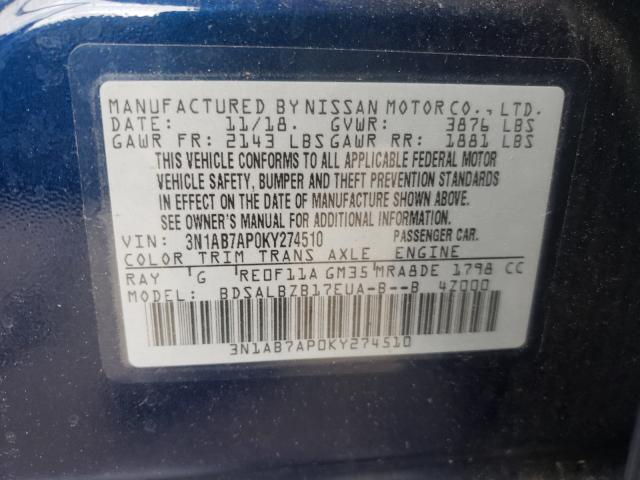 Photo 9 VIN: 3N1AB7AP0KY274510 - NISSAN SENTRA S 