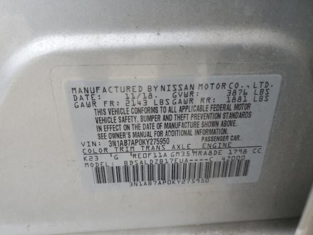 Photo 11 VIN: 3N1AB7AP0KY275950 - NISSAN SENTRA S 