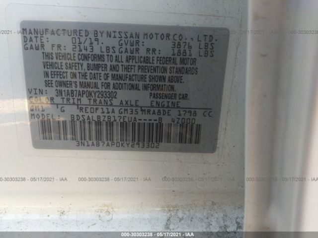 Photo 8 VIN: 3N1AB7AP0KY293302 - NISSAN SENTRA 