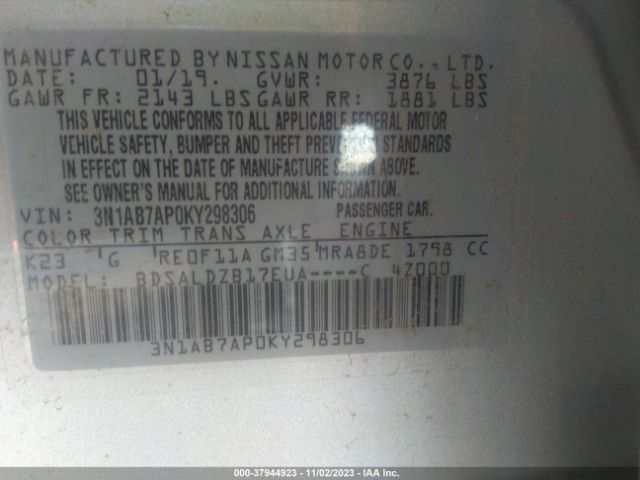 Photo 8 VIN: 3N1AB7AP0KY298306 - NISSAN SENTRA 