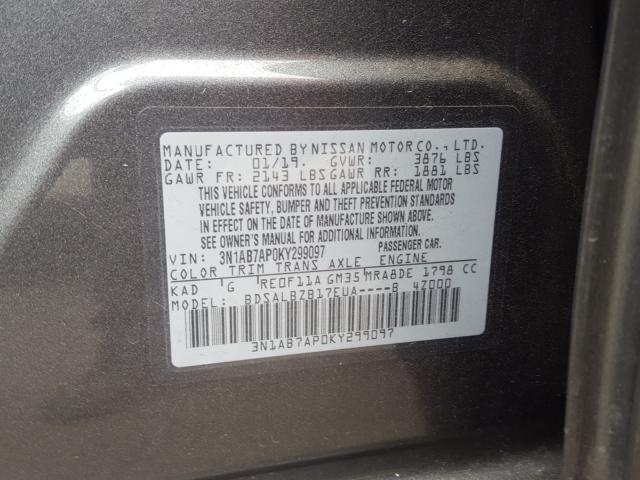 Photo 9 VIN: 3N1AB7AP0KY299097 - NISSAN SENTRA S 