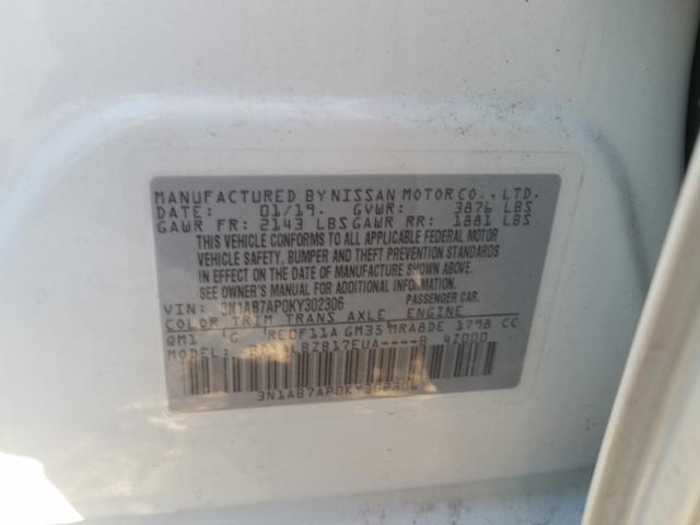 Photo 9 VIN: 3N1AB7AP0KY302306 - NISSAN SENTRA S 