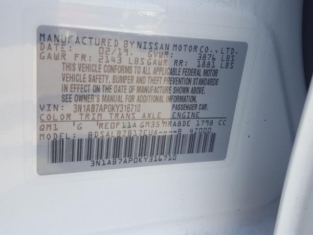 Photo 9 VIN: 3N1AB7AP0KY316710 - NISSAN SENTRA S 