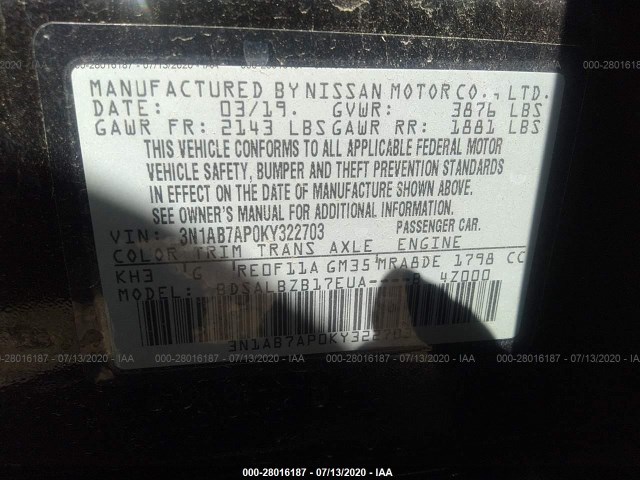 Photo 8 VIN: 3N1AB7AP0KY322703 - NISSAN SENTRA 