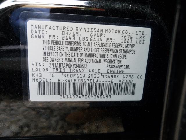 Photo 9 VIN: 3N1AB7AP0KY340683 - NISSAN SENTRA S 