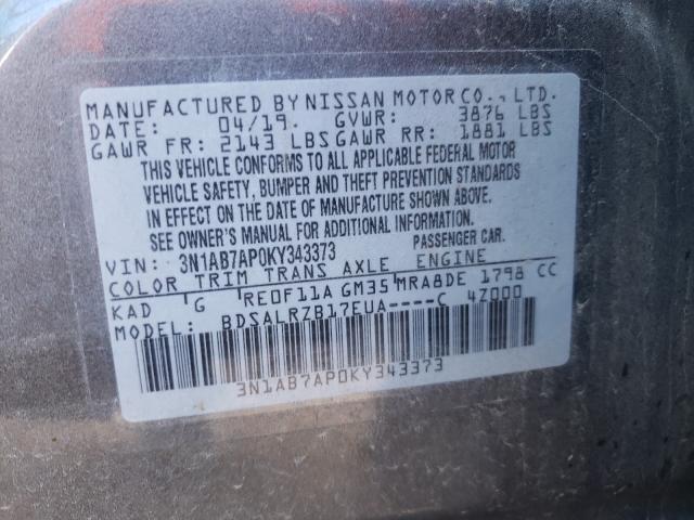 Photo 9 VIN: 3N1AB7AP0KY343373 - NISSAN SENTRA S 