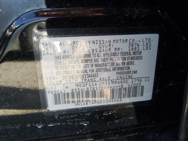 Photo 9 VIN: 3N1AB7AP0KY344443 - NISSAN SENTRA S 