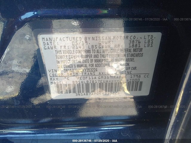 Photo 8 VIN: 3N1AB7AP0KY353224 - NISSAN SENTRA 