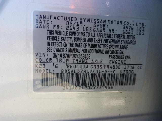 Photo 9 VIN: 3N1AB7AP0KY359458 - NISSAN SENTRA S 