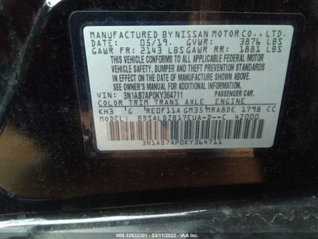 Photo 8 VIN: 3N1AB7AP0KY364711 - NISSAN SENTRA 