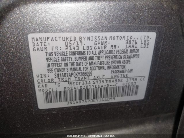 Photo 8 VIN: 3N1AB7AP0KY366099 - NISSAN SENTRA 