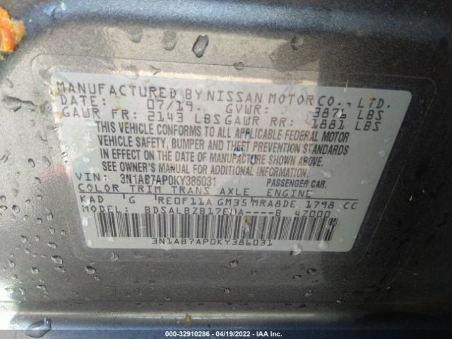 Photo 8 VIN: 3N1AB7AP0KY386031 - NISSAN SENTRA 