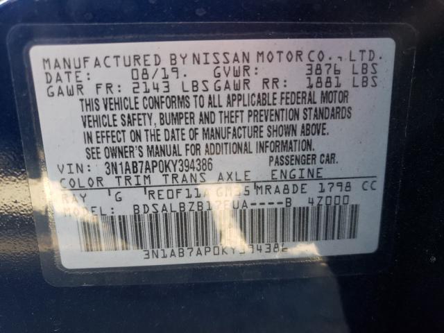 Photo 9 VIN: 3N1AB7AP0KY394386 - NISSAN SENTRA S 