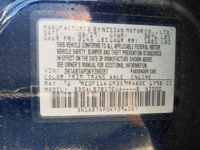 Photo 9 VIN: 3N1AB7AP0KY396087 - NISSAN SENTRA S 