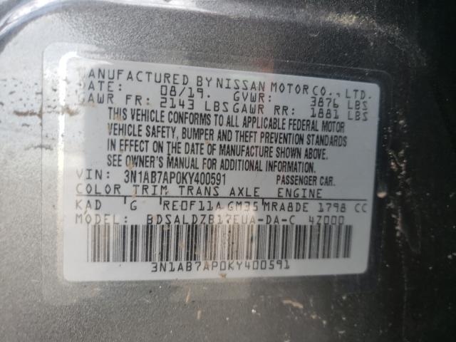 Photo 9 VIN: 3N1AB7AP0KY400591 - NISSAN SENTRA S 