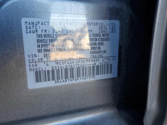 Photo 9 VIN: 3N1AB7AP0KY407590 - NISSAN SENTRA S 