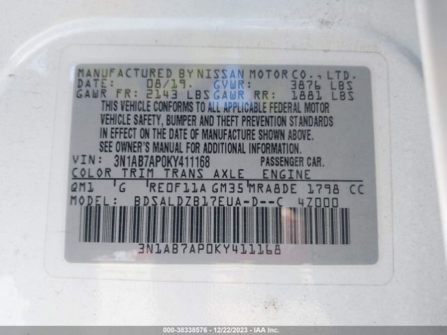 Photo 8 VIN: 3N1AB7AP0KY411168 - NISSAN SENTRA 