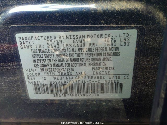 Photo 8 VIN: 3N1AB7AP0KY417374 - NISSAN SENTRA 