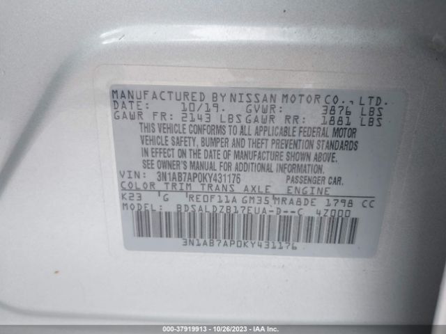 Photo 8 VIN: 3N1AB7AP0KY431176 - NISSAN SENTRA 