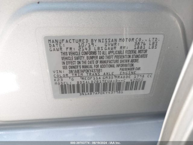 Photo 8 VIN: 3N1AB7AP0KY437981 - NISSAN SENTRA 