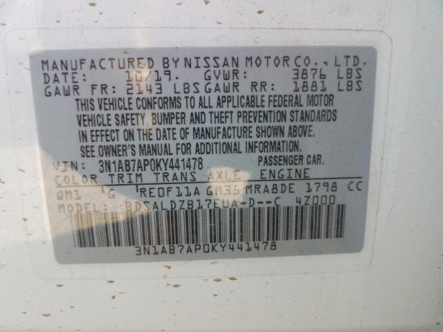 Photo 9 VIN: 3N1AB7AP0KY441478 - NISSAN SENTRA S 