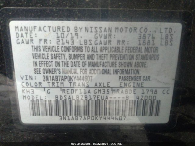 Photo 8 VIN: 3N1AB7AP0KY444607 - NISSAN SENTRA 