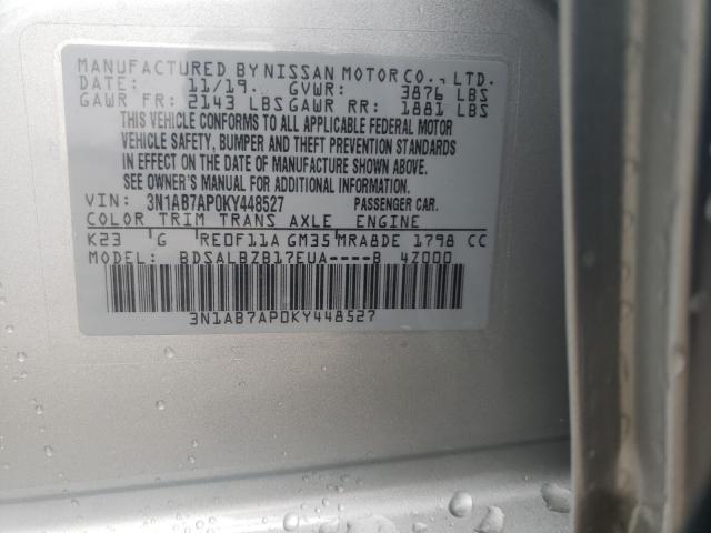 Photo 9 VIN: 3N1AB7AP0KY448527 - NISSAN SENTRA S 