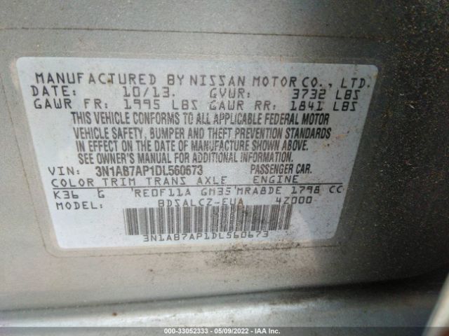 Photo 8 VIN: 3N1AB7AP1DL560673 - NISSAN SENTRA 