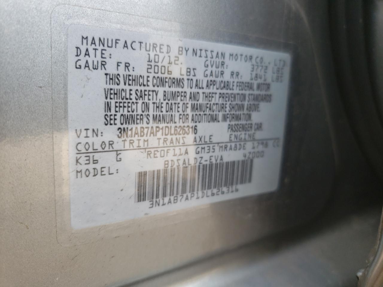 Photo 12 VIN: 3N1AB7AP1DL626316 - NISSAN SENTRA 