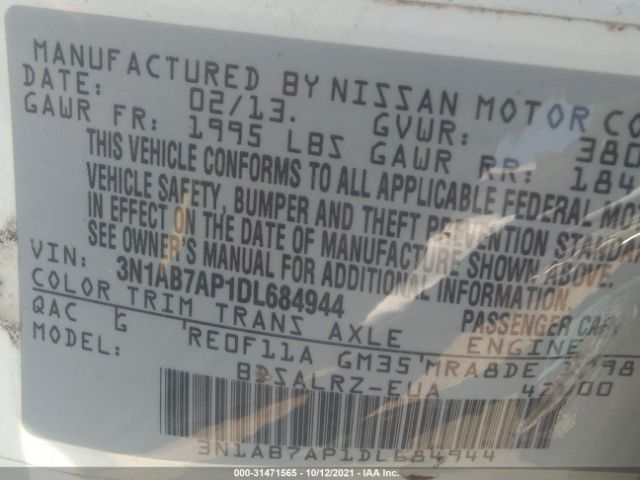 Photo 8 VIN: 3N1AB7AP1DL684944 - NISSAN SENTRA 