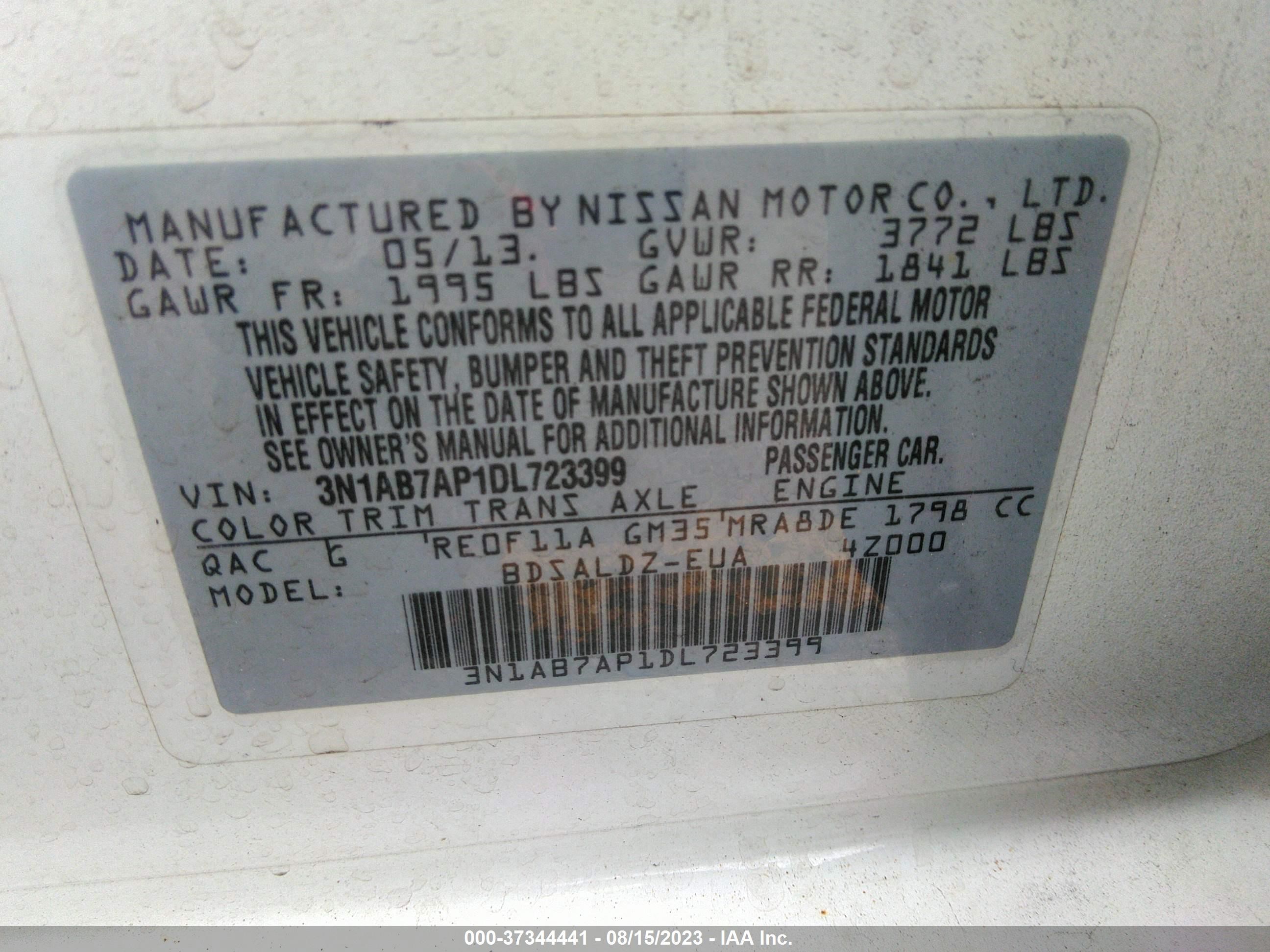 Photo 8 VIN: 3N1AB7AP1DL723399 - NISSAN SENTRA 