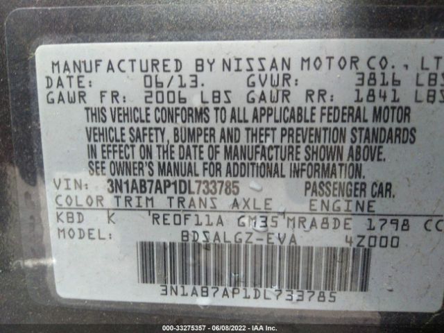 Photo 8 VIN: 3N1AB7AP1DL733785 - NISSAN SENTRA 