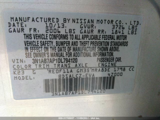 Photo 8 VIN: 3N1AB7AP1DL794120 - NISSAN SENTRA 