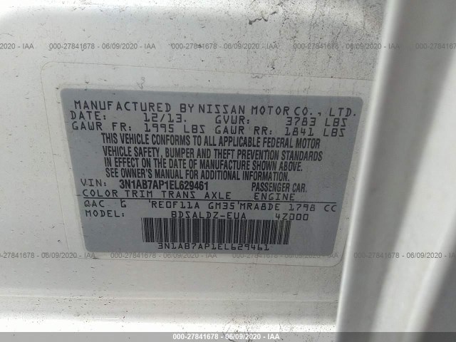 Photo 8 VIN: 3N1AB7AP1EL629461 - NISSAN SENTRA 