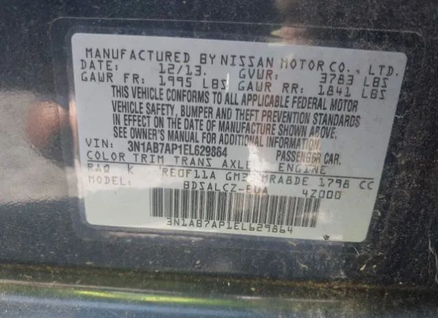 Photo 8 VIN: 3N1AB7AP1EL629864 - NISSAN SENTRA 