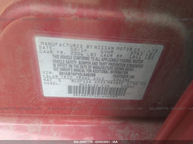 Photo 8 VIN: 3N1AB7AP1EL646289 - NISSAN SENTRA 