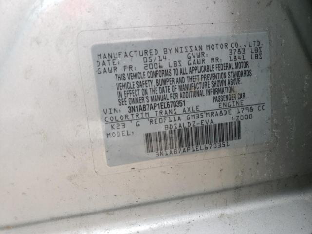 Photo 11 VIN: 3N1AB7AP1EL670351 - NISSAN SENTRA S 