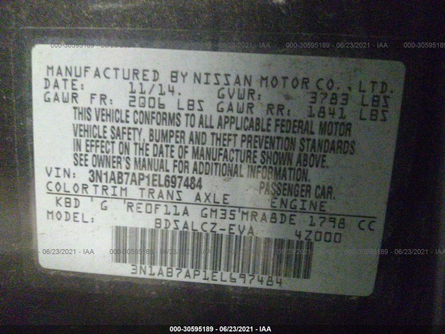 Photo 8 VIN: 3N1AB7AP1EL697484 - NISSAN SENTRA 