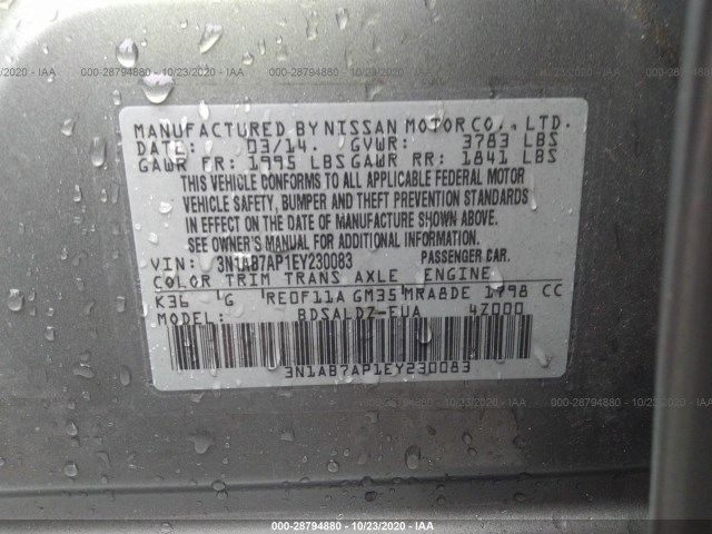 Photo 8 VIN: 3N1AB7AP1EY230083 - NISSAN SENTRA 