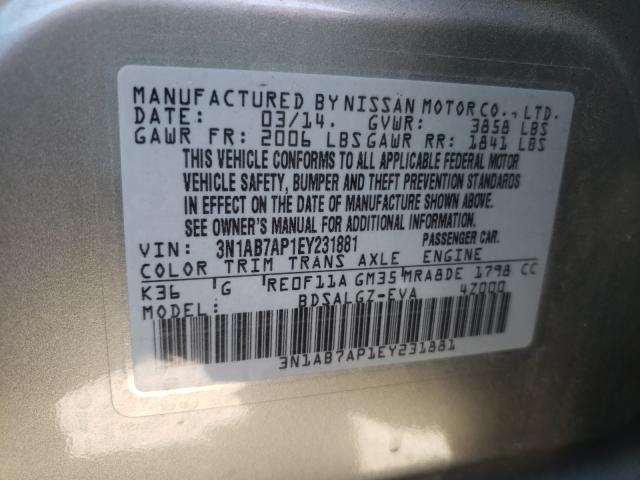 Photo 9 VIN: 3N1AB7AP1EY231881 - NISSAN SENTRA S 