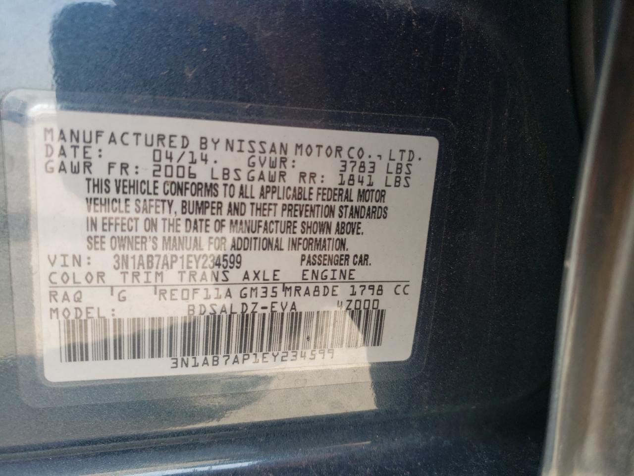 Photo 11 VIN: 3N1AB7AP1EY234599 - NISSAN SENTRA 