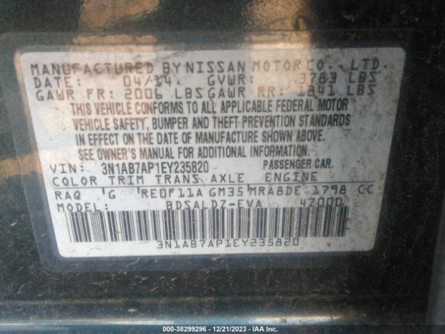 Photo 8 VIN: 3N1AB7AP1EY235820 - NISSAN SENTRA 