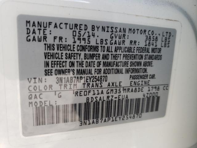 Photo 9 VIN: 3N1AB7AP1EY254870 - NISSAN SENTRA S 