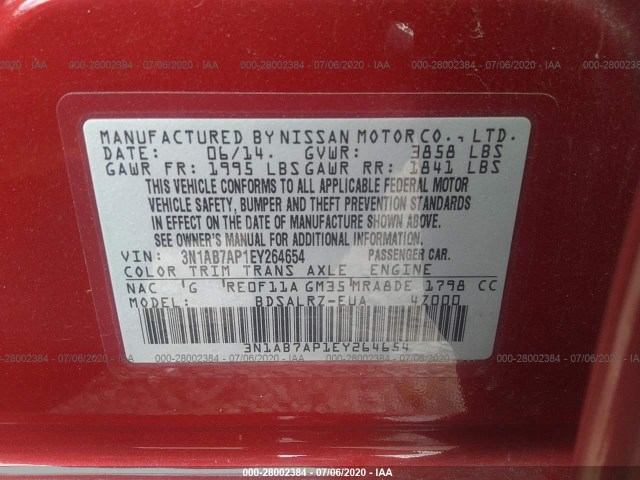 Photo 8 VIN: 3N1AB7AP1EY264654 - NISSAN SENTRA 