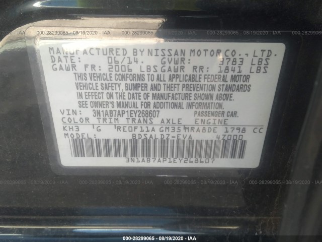 Photo 8 VIN: 3N1AB7AP1EY268607 - NISSAN SENTRA 