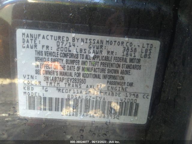 Photo 8 VIN: 3N1AB7AP1EY283950 - NISSAN SENTRA 