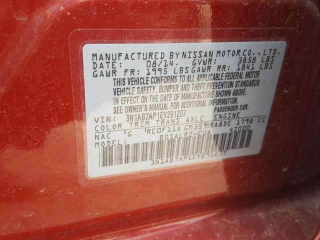 Photo 9 VIN: 3N1AB7AP1EY291207 - NISSAN SENTRA S 