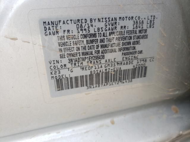 Photo 9 VIN: 3N1AB7AP1EY296438 - NISSAN SENTRA S 